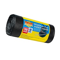 Мешки для мусора 240 л, черные, в рулоне 10 шт., ПНД 40 мкм, 1250х1000 мм, Крепак, 4607075710153 в Минске