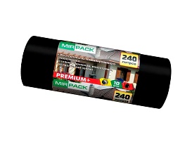 Мешки для мусора 240 л, ароматизированные, черные, в рулоне 10 шт., ПВД 45 мкм, 1300х930 мм, PREMIUM+, 24010830 в Минске