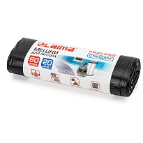 Мешки для мусора 60 л, черные, в рулоне 20 шт., ПНД, 10 мкм, 700х600 мм, LAIMA, 601381 в Минске