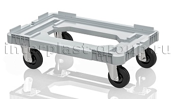 Тележка пластиковая с отверстием без тормозов усиленная серая в Минске Тележка пластиковая с отверстием без тормозов усиленная серая в Минске
