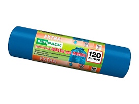Мешки для мусора 120 л, синие, в рулоне 10 шт., ПНД, 14 мкм, 1100х700 мм, EXTRA, ex1201802 в Минске