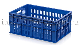 Ящик для молока, мяса, овощей и фруктов большая перфорация дно сплошное синий в Минске