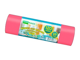 Мешки для мусора 120 л, с завязками, красные, в рулоне 10 шт., ПНД, 15 мкм, 800х750 мм, VIP, Z12010red в Минске