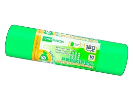 Мешки для мусора 180 л, ароматизированные, зеленые, в рулоне 10 шт., ПВД, 35 мкм, 1100х930 мм, PREMIUM+, 180105301 в Минске