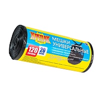 Мешки для мусора 120 л, черные, в рулоне 20 шт., ПНД, 15 мкм, 1100х700 мм, Крепак, 4607075710207 в Минске