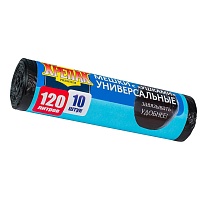 Мешки для мусора 120 л, с ушками, черные, в рулоне 10 шт., ПНД, 15 мкм, 1100х700 мм, Крепак, 4607075710474 в Минске