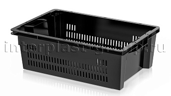 Ящик универсальный для овощей, фруктов и хлеба перфорированные стенки сплошное дно черный в Минске