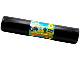 Мешки для мусора 200 л, ароматизированные, черные, в рулоне 10 шт., ПВД, 100 мкм, 1200х800 мм, Добрыня, Dob20010black в Минске