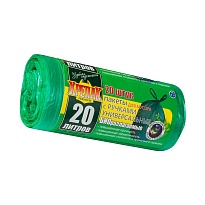 Мешки для мусора 20 л, биоразлагаемые, с ручками, черные, в рулоне 30 шт., ПНД, 10 мкм, 550х440 мм, Крепак, 4607075710047 в Минске