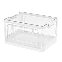 Ящик пластиковый складной прозрачный, дно белое, 360х235х230 мм, с колесиками в Минске