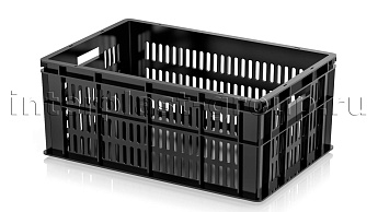 Ящик для молока, мяса, овощей и фруктов большая перфорация дно сплошное черный в Минске