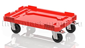 Тележка пластиковая сплошная 2 колеса с тормозом усиленная красная в Минске Тележка пластиковая сплошная 2 колеса с тормозом усиленная красная в Минске