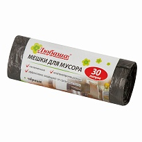 Мешки для мусора 30 л, черные, в рулоне 20 шт., ПНД, 5 мкм, 550х470 мм, Любаша эконом, 605329 в Минске Мешки для мусора 30 л, черные, в рулоне 20 шт., ПНД, 5 мкм, 550х470 мм, Любаша эконом, 605329 в Минске
