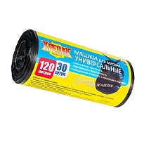 Мешки для мусора 120 л, черные, в рулоне 30 шт., ПНД, 15 мкм, 1100х700 мм, Крепак, 4607075710122 в Минске