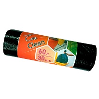 Мешки для мусора 60 л, черные, в рулоне 30 шт., ПНД, 6 мкм, 640х580 мм, Концепция Быта EcoClean, 603890 в Минске