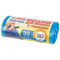 Мешки для мусора 35 л, с ушками, синие, в рулоне 30 шт., ПНД, 11 мкм, 650х500 мм, LAIMA ULTRA, 607684 в Минске Мешки для мусора 35 л, с ушками, синие, в рулоне 30 шт., ПНД, 11 мкм, 650х500 мм, LAIMA ULTRA, 607684 в Минске