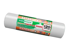 Мешки для мусора 120 л, белые, в рулоне 10 шт., ПНД, 14 мкм, 1100х700 мм, EXTRA, ex1201803 в Минске