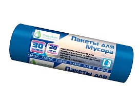 Мешки для мусора 30 л, синие, в рулоне 20 шт., ПНД, 7 мкм, 600х500 мм, MIRPACK Classik, 302041 в Минске
