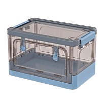 Ящик пластиковый складной прозрачный коричневый, дно синее, 360х235х230 мм, с колесиками в Минске
